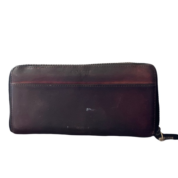 COACH New York Very Vintage Cowhide Zippy Long Wallet Dark Brown - Picture 1 of 10
